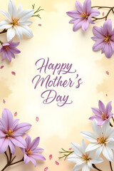 Elegant mother's day greeting card design featuring beautiful floral arrangement and text