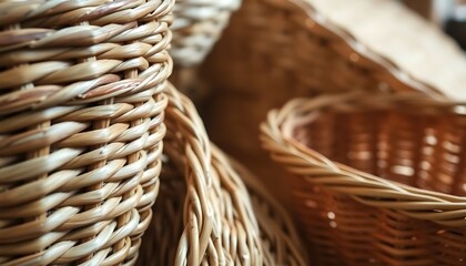 Obraz premium several wicker baskets stacked on top of each other