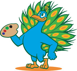 Obraz premium Artistic peacock painting with a palette.