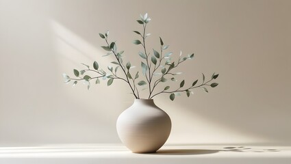 Minimalist 2D Botanical Vase Illustration with Soft Tones for Home Decor and Wellness Aesthetic