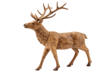 Isolated wild red deer with antlers, a transparent background, and a cartoon vector illustration generate by AI