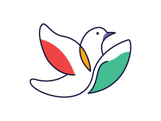 Colorful Abstract Bird Line Art