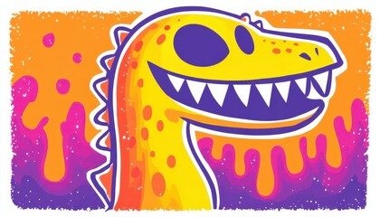 Dinosauro Giallo Carino Disegno a Pastelli
