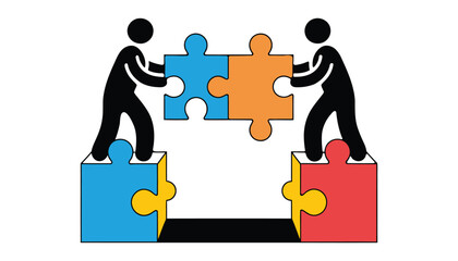 Teamwork Puzzle Connection Concept. Business Cooperation and Partnership Vector Illustration.