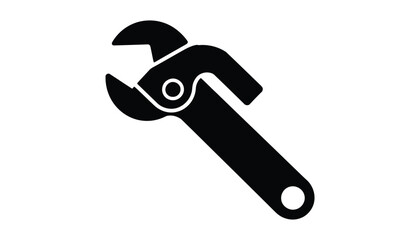 Adjustable Wrench Icon Silhouette Vector