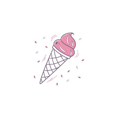 Vector illustration heart shaped ice cream