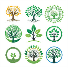 green tree of life eco friendly tree icons