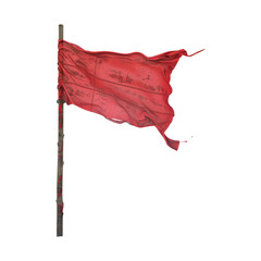 Old Red Flag on Transparent Background
