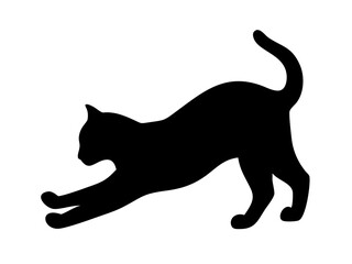 black silhouette of cat on white background	