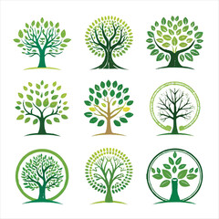green tree of life eco friendly tree icons