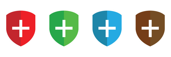 Fototapeta premium Medical health protection shield cross icons set. Protected shield&nbsp;concept&nbsp;eps&nbsp;20. Vector&nbsp;Illustration&nbsp;.