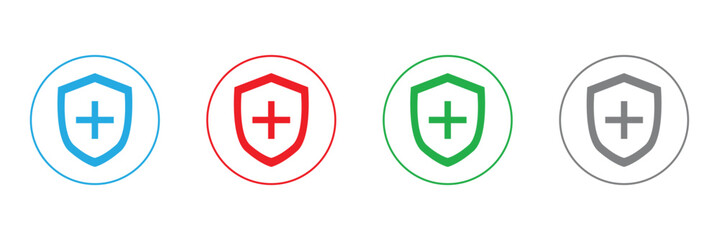Medical health protection shield cross icons set. Protected shield concept eps 20. Vector Illustration .