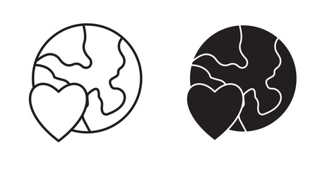 Earth love heart icon