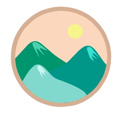 Illustration of mountains and sun 