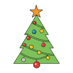 Abstract fractal Christmas tree glowing with intricate patterns, topped by a shining star and adorned with elegant decorations, blending festive spirit and modern art.
