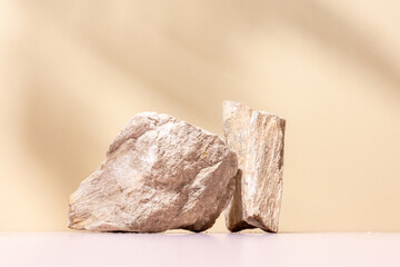 Natural Light and Shadow Aesthetic – Stone Podium for Skincare Product Presentation
