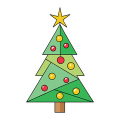 Abstract fractal Christmas tree glowing with intricate patterns, topped by a shining star and adorned with elegant decorations, blending festive spirit and modern art.
