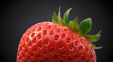 Close-up of a Juicy, Ripe Strawberry A Vibrant Macro Photograph