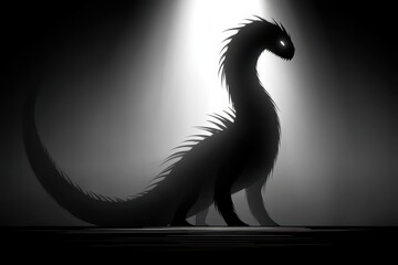 Silhouetted Dragon in Spotlight