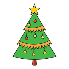 Elegant Christmas tree adorned with shimmering gold fringe and twinkling stars, radiating festive charm and holiday warmth in a magical, wintery setting.
