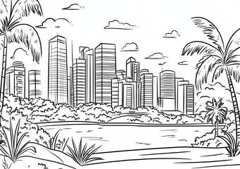 Tropical Cityscape Sketch