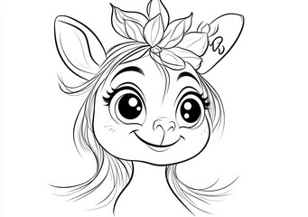 Adorable Cartoon Pony with Floral Headband