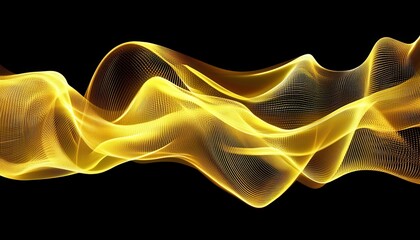 Abstract Golden Flowing Wave on Black Background