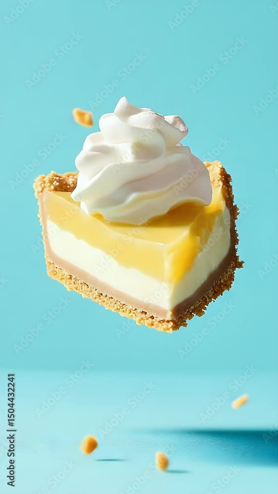 Poster slice of pie with whipped cream floating