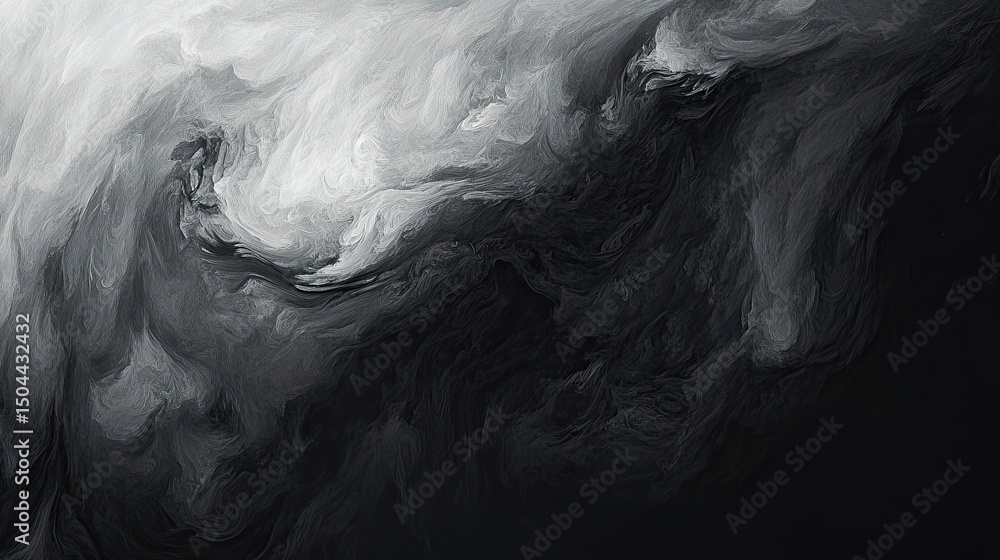Poster abstract grayscale design with flowing forms.