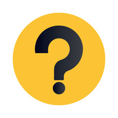 question mark button icon yellow and black	
