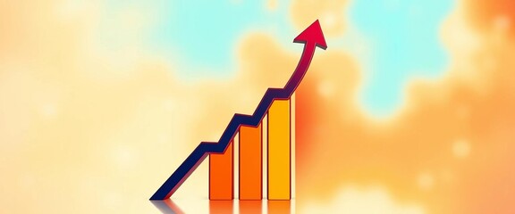 Stylized arrow pointing upwards within a circular graph depicting growth,  icon,  visual