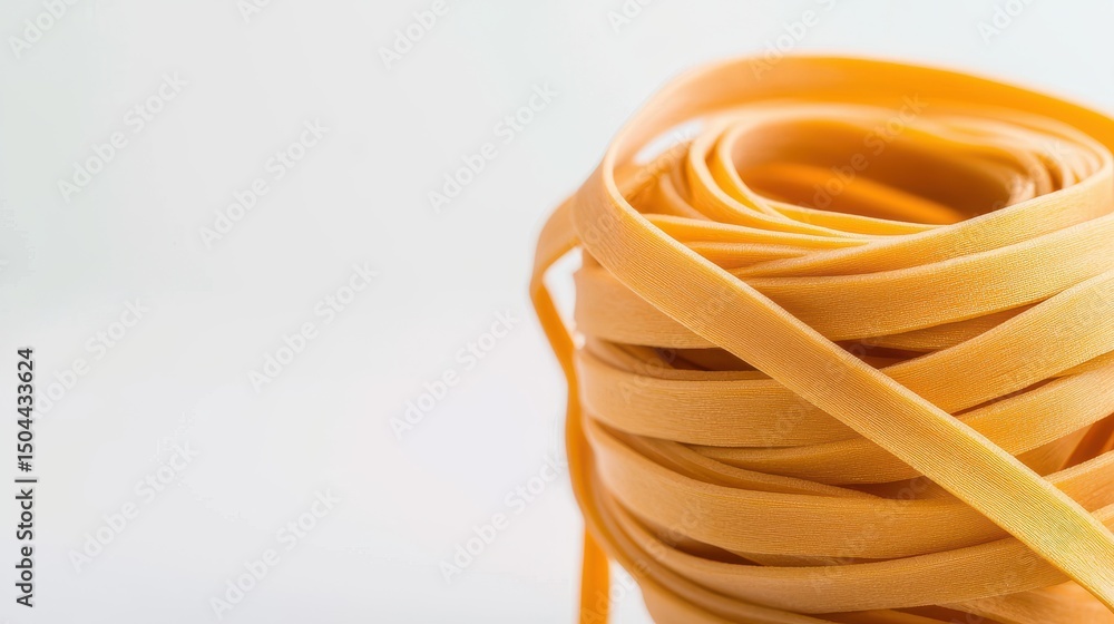 Poster close up of stretched rubber band demonstrating elasticity and flexibility in a minimalist setting