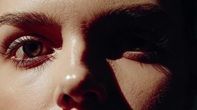 Close-up of dramatic eye makeup