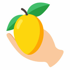 Hand holding a mango vector illustration 