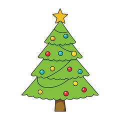 Whimsical, original stylized Christmas tree with swirls, stars, and ornaments—perfect for a festive, modern greeting card full of holiday cheer and artistic flair.
