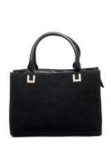 Women's suede bag isolated on white