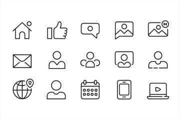 Set of Minimalist Icons for Social Media, Messaging, and Communication