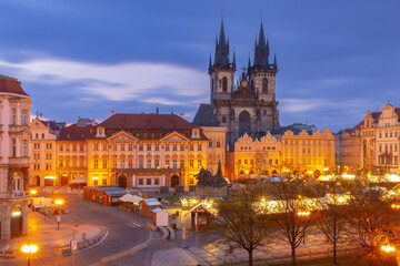 Church of Our Lady before Tyn at dawn, Prague, Czech Republic