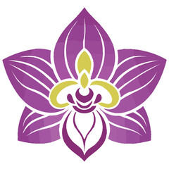 Cute Flower Icon In Flat Design - Purple Orchidbutterflies, beau