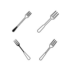 Vector illustration set of fish fork silhouette