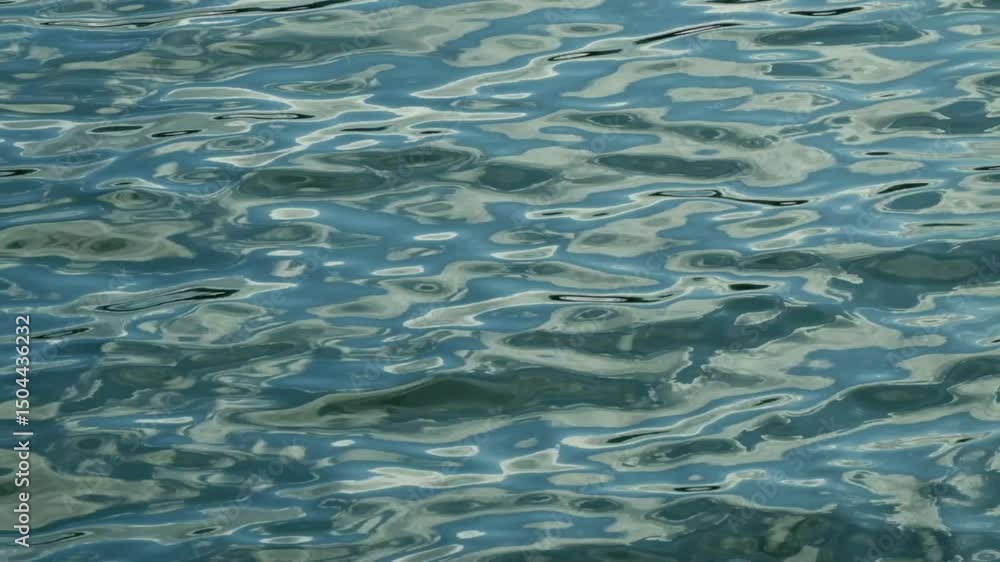 Poster wave movement with calm ripples on the surface of the blue lake water. abstract pattern and texture 