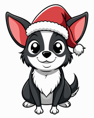 Fototapeta premium Adorable Christmas Chihuahua Puppy Cartoon Illustration