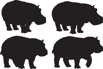 Hippo standing silhouette vector illustration