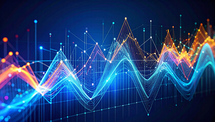 Vibrant Abstract Data Visualization Colorful Line Graph Showing Fluctuations