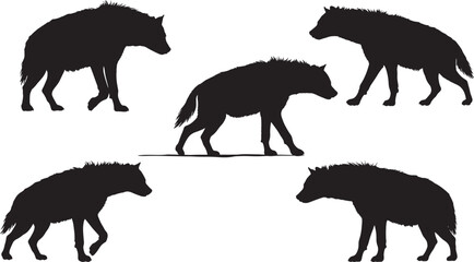Hyena walking silhouette vector illustration