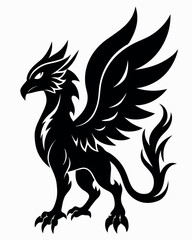 Majestic Black Gryphon Mythical Creature Illustration