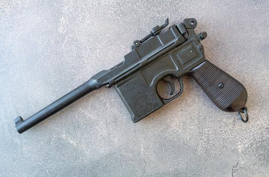 Mauser pistol top view.A mock-up of an old pistol.