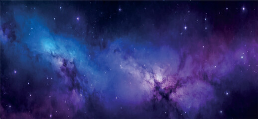 Adobe Illustrator Artwork -  a beautiful purple and blue nebula with stars in the background, creating a stunning space wallpaper