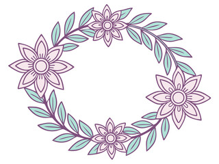 Pixel art floral wreath frame design element
