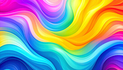 Obraz premium Vibrant Rainbow Fluid Wavy Background Colorful Abstract Design